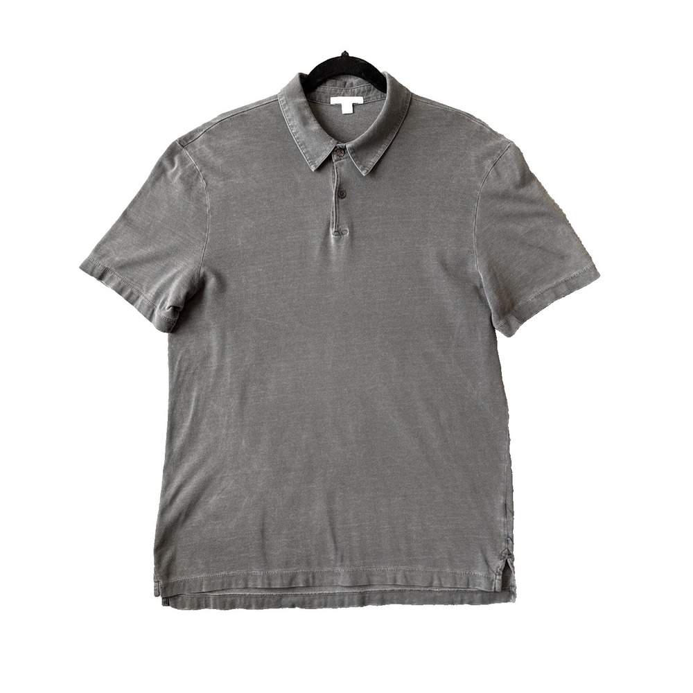 James Perse Sueded Jersey Polo MSX3337 Grey Size 2 M Garment Dyed Supima Cotton